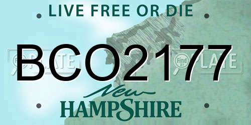 BCO2177 New Hampshire License Plate