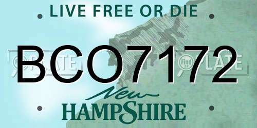 BCO7172 New Hampshire License Plate