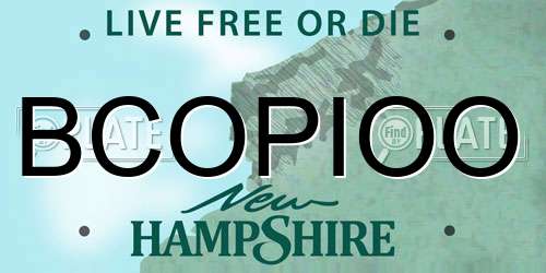 BCOPIOO New Hampshire License Plate