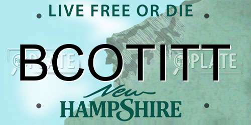BCOTITT New Hampshire License Plate