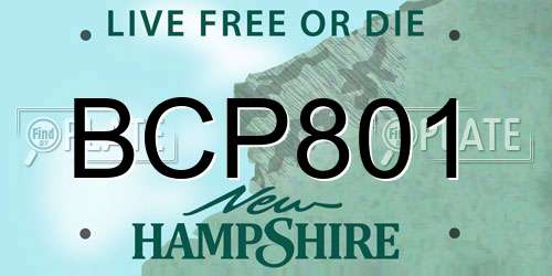 BCP801 New Hampshire License Plate