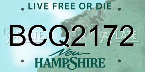 BCQ2172 New Hampshire License Plate