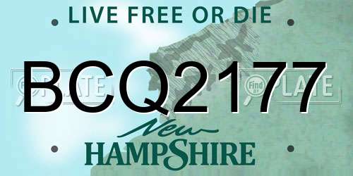 BCQ2177 New Hampshire License Plate