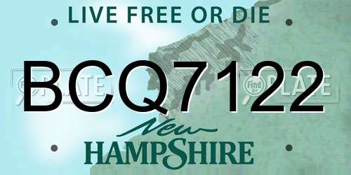 BCQ7122 New Hampshire License Plate