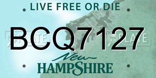BCQ7127 New Hampshire License Plate