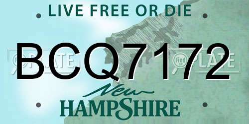 BCQ7172 New Hampshire License Plate