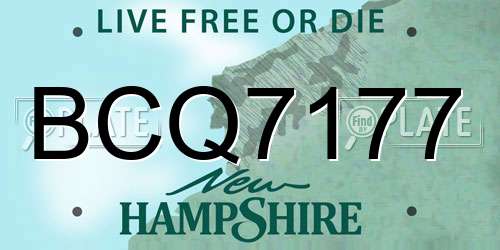 BCQ7177 New Hampshire License Plate