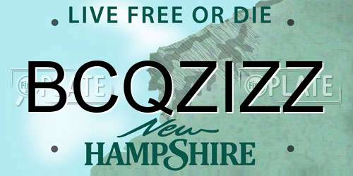 BCQZIZZ New Hampshire License Plate