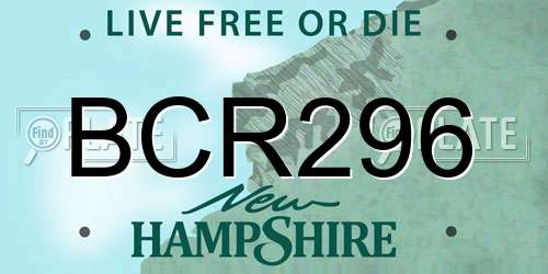 BCR296 New Hampshire License Plate