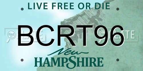 BCRT96 New Hampshire License Plate