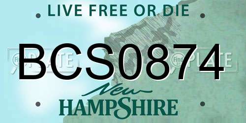 BCS0874 New Hampshire License Plate