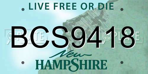 BCS9418 New Hampshire License Plate