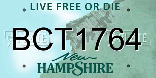 BCT1764 New Hampshire License Plate