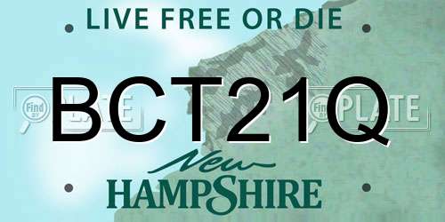 BCT21Q New Hampshire License Plate