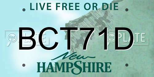 BCT71D New Hampshire License Plate