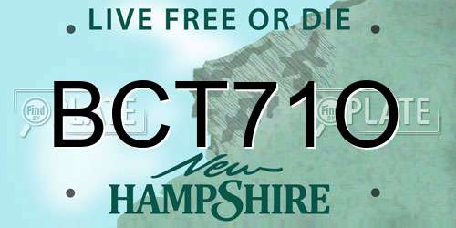BCT71O New Hampshire License Plate