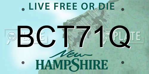 BCT71Q New Hampshire License Plate