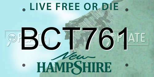 BCT761 New Hampshire License Plate