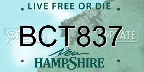BCT837 New Hampshire License Plate