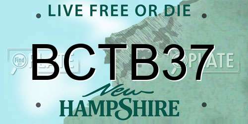 BCTB37 New Hampshire License Plate