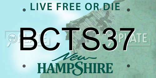 BCTS37 New Hampshire License Plate