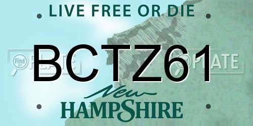 BCTZ61 New Hampshire License Plate