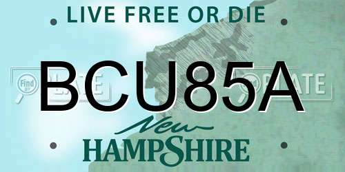 BCU85A New Hampshire License Plate