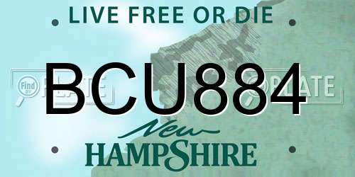 BCU884 New Hampshire License Plate