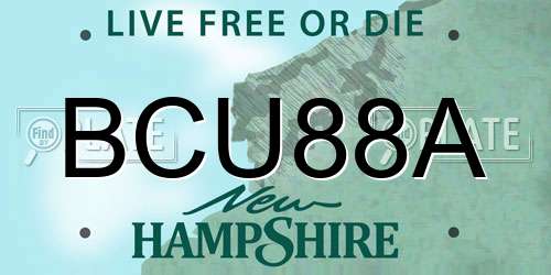 BCU88A New Hampshire License Plate