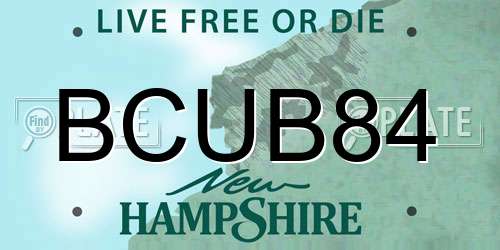 BCUB84 New Hampshire License Plate