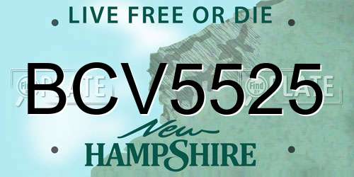 BCV5525 New Hampshire License Plate