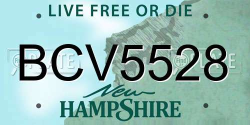 BCV5528 New Hampshire License Plate