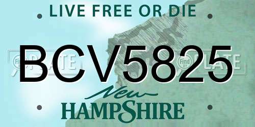 BCV5825 New Hampshire License Plate