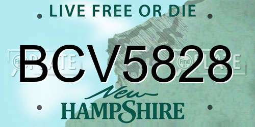 BCV5828 New Hampshire License Plate