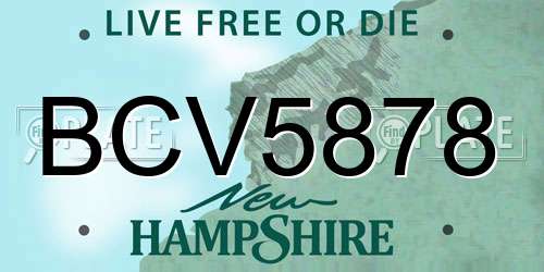 BCV5878 New Hampshire License Plate
