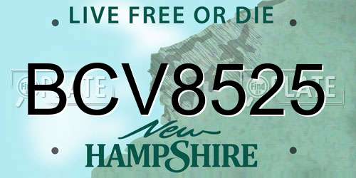BCV8525 New Hampshire License Plate