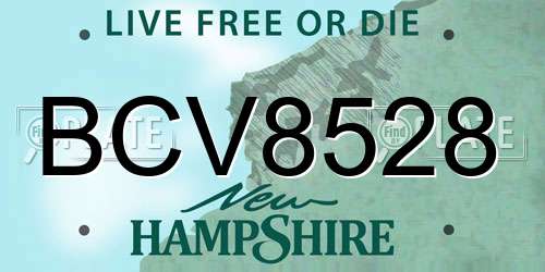 BCV8528 New Hampshire License Plate