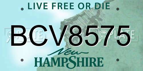 BCV8575 New Hampshire License Plate