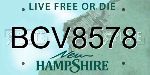 BCV8578 New Hampshire License Plate