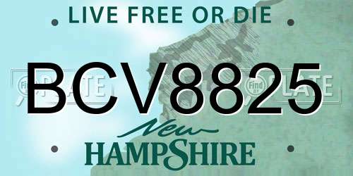 BCV8825 New Hampshire License Plate