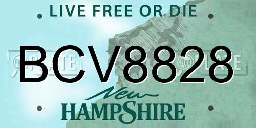 BCV8828 New Hampshire License Plate