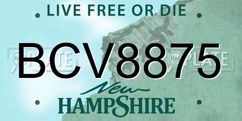 BCV8875 New Hampshire License Plate