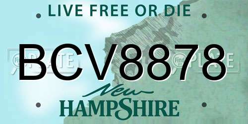 BCV8878 New Hampshire License Plate