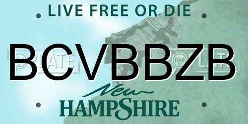 BCVBBZB New Hampshire License Plate