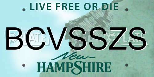 BCVSSZS New Hampshire License Plate