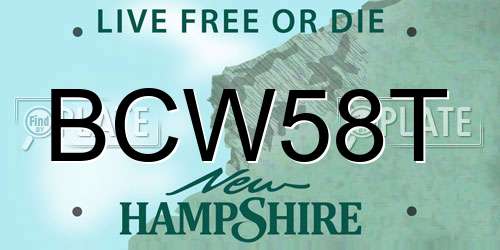 BCW58T New Hampshire License Plate
