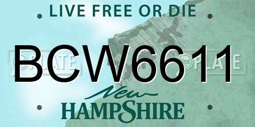 BCW6611 New Hampshire License Plate
