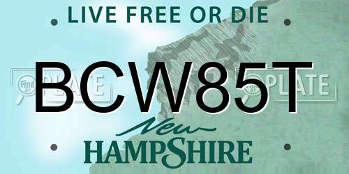 BCW85T New Hampshire License Plate