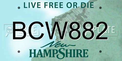 BCW882 New Hampshire License Plate