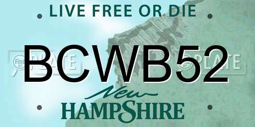 BCWB52 New Hampshire License Plate